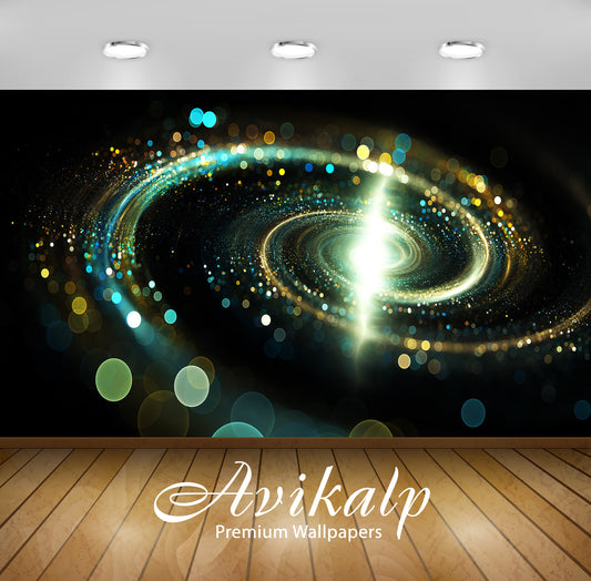 Avikalp Exclusive Awi4433 Glowing Spiral Full HD Wallpapers for Living room, Hall, Kids Room, Kitche