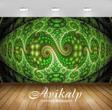 Avikalp Exclusive Awi4529 Neon Green Spiraling Fractal Design Full HD Wallpapers for Living room, Ha