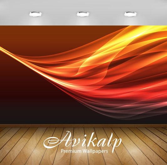 Avikalp Exclusive Awi4536 Orange Gradient Curves Full HD Wallpapers for Living room, Hall, Kids Room