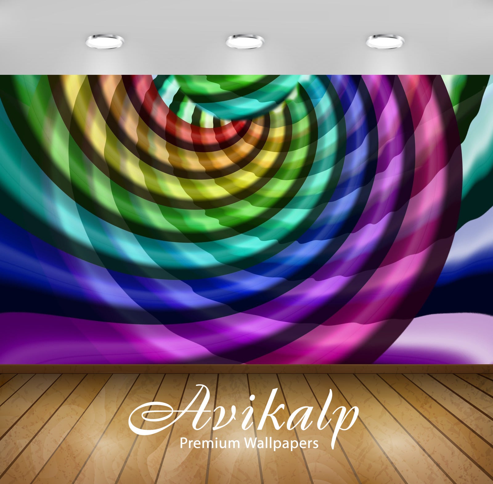 Avikalp Exclusive Awi4585 Rainbow Colored Spirals Full HD Wallpapers for Living room, Hall, Kids Roo