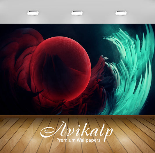 Avikalp Exclusive Awi4599 Red Blend Protecting The Orb Full HD Wallpapers for Living room, Hall, Kid