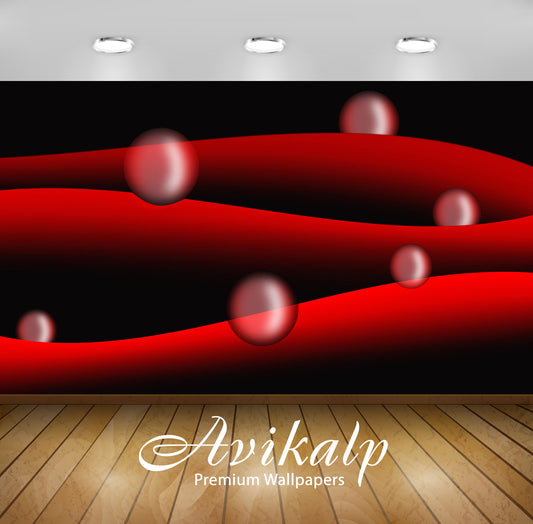 Avikalp Exclusive Awi4600 Red Bubbles Over Stripes Full HD Wallpapers for Living room, Hall, Kids Ro