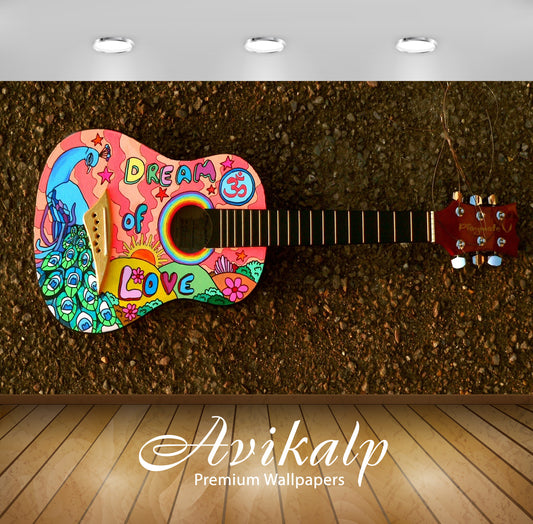 Avikalp Exclusive Awi4724 Painted Guitar Music Instrument Song Full HD Wallpapers for Living room, H