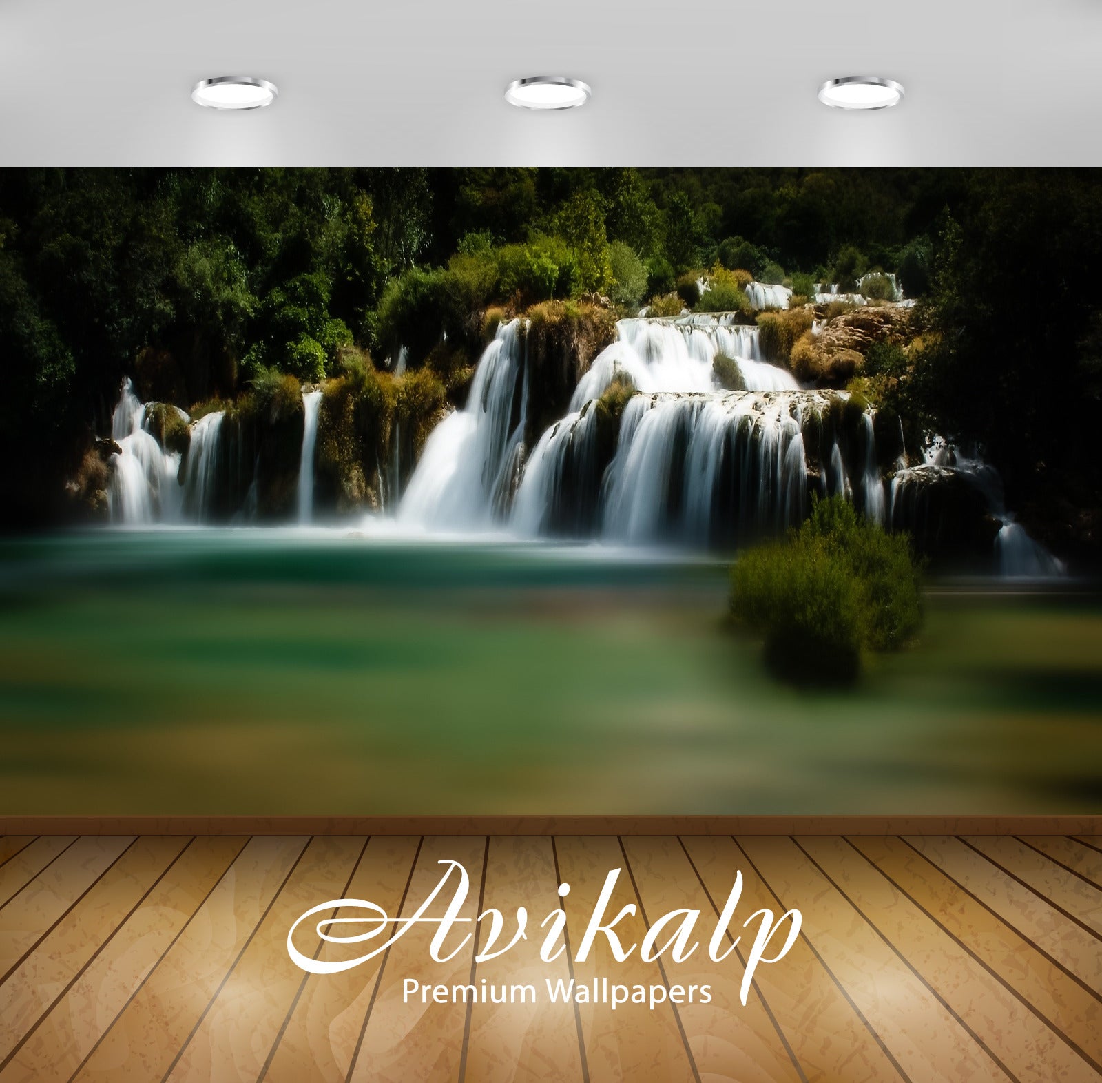 Avikalp Exclusive Awi4806 Krka Waterfall Nature Mountain Full HD Wallpapers for Living room, Hall, K