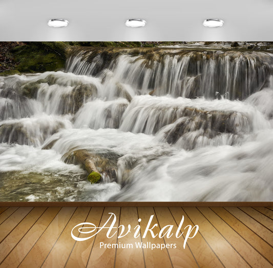 Avikalp Exclusive Awi4950 Waterfall Nature Mountain Full HD Wallpapers for Living room, Hall, Kids R