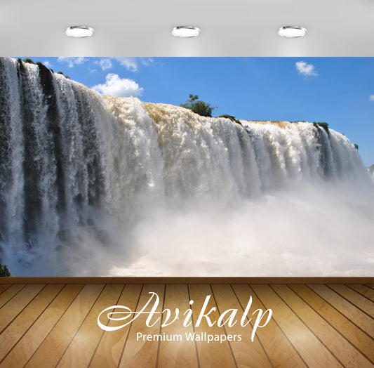 Avikalp Exclusive Awi5017 Waterfall Mountain Full HD Wallpapers for Living room, Hall, Kids Room, Ki