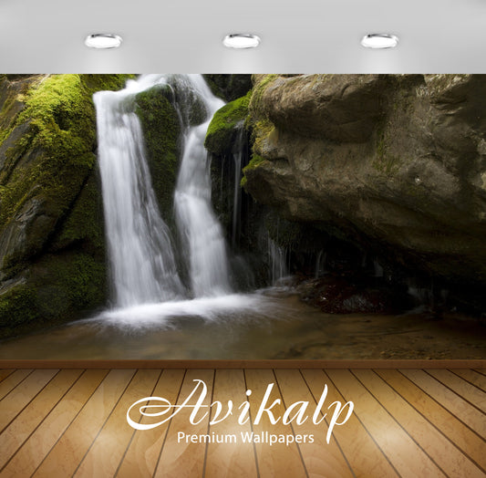 Avikalp Exclusive Awi5047 Waterfall Mountain Full HD Wallpapers for Living room, Hall, Kids Room, Ki