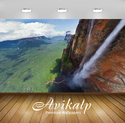 Avikalp Exclusive Awi5099 Angel Falls Nature Full HD Wallpapers for Living room, Hall, Kids Room, Ki