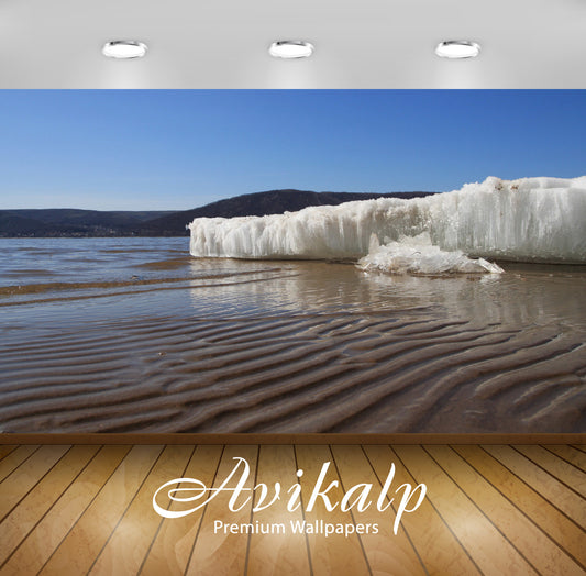 Avikalp Exclusive Awi5634 Ice On The Sandy Beach Nature Full HD Wallpapers for Living room, Hall, Ki