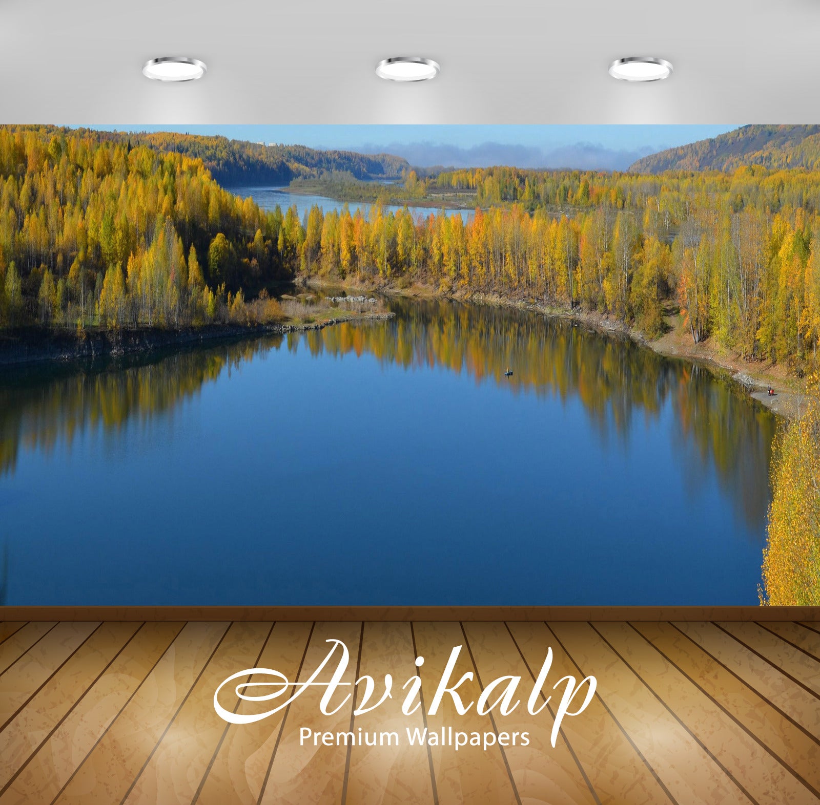 Avikalp Exclusive Awi5687 Lake In Autumn Nature Full HD Wallpapers for Living room, Hall, Kids Room,