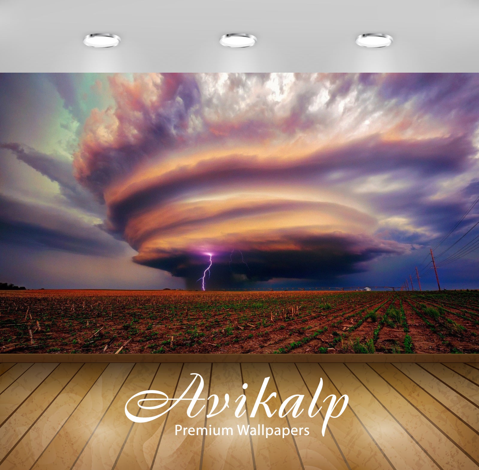 Avikalp Exclusive Awi5715 Lightning In A Tornado Nature Full HD Wallpapers for Living room, Hall, Ki