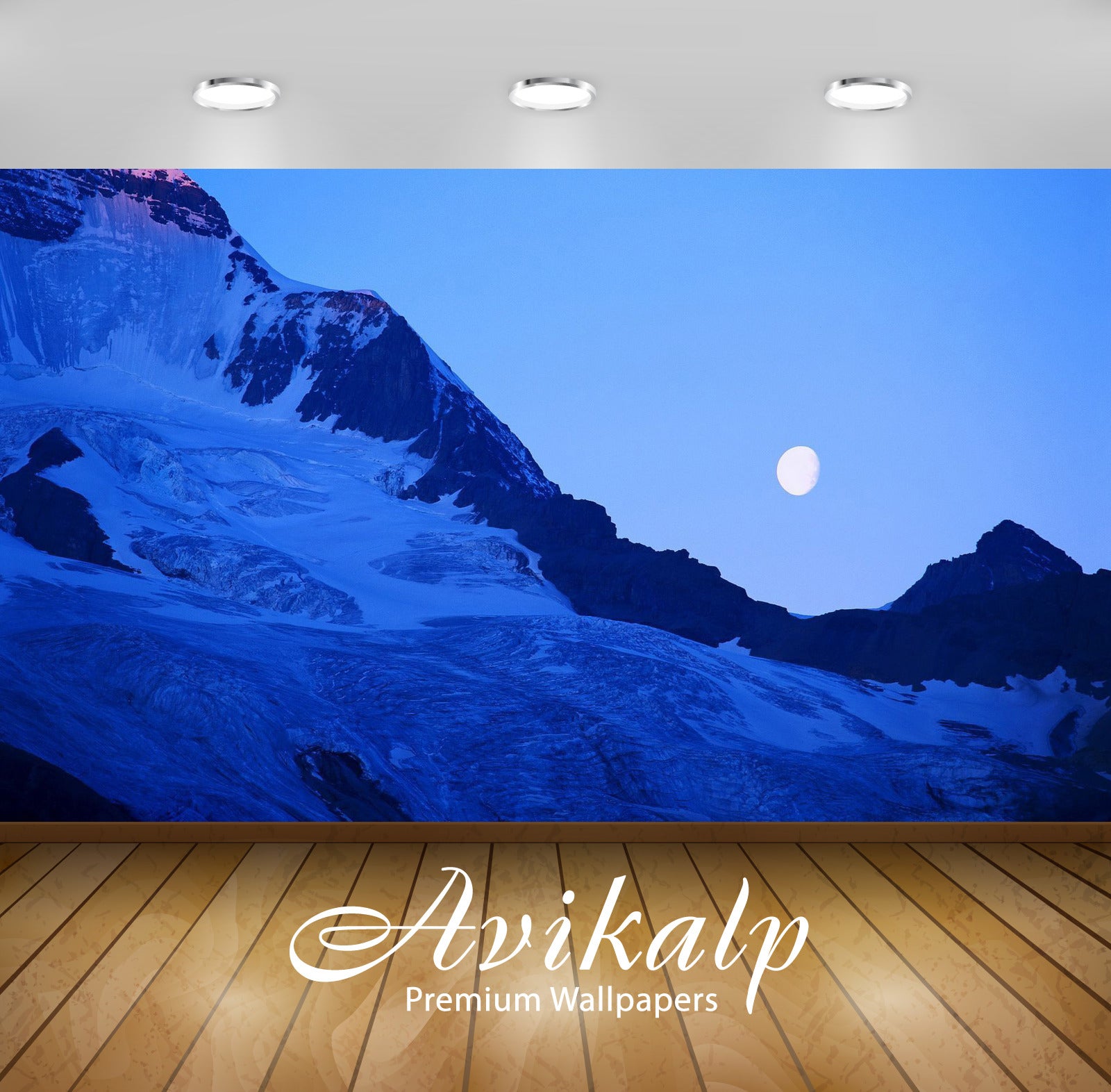 Avikalp Exclusive Awi5766 Moon Above The Blue Mountains Nature Full HD Wallpapers for Living room, H