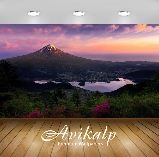 Avikalp Exclusive Awi5795 Mount Fuji Nature Full HD Wallpapers for Living room, Hall, Kids Room, Kit