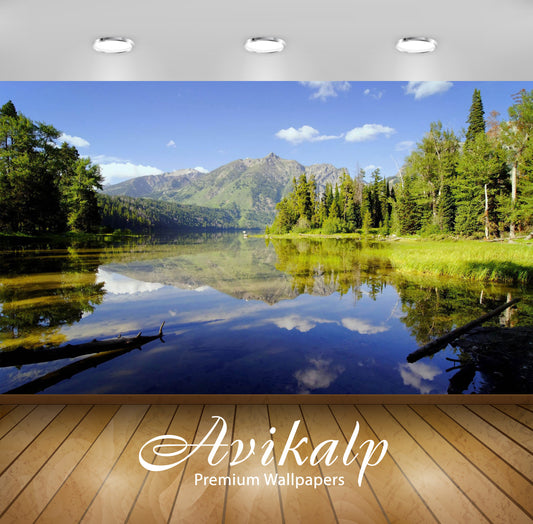 Avikalp Exclusive Awi5816 Mountain Lake Nature Full HD Wallpapers for Living room, Hall, Kids Room,