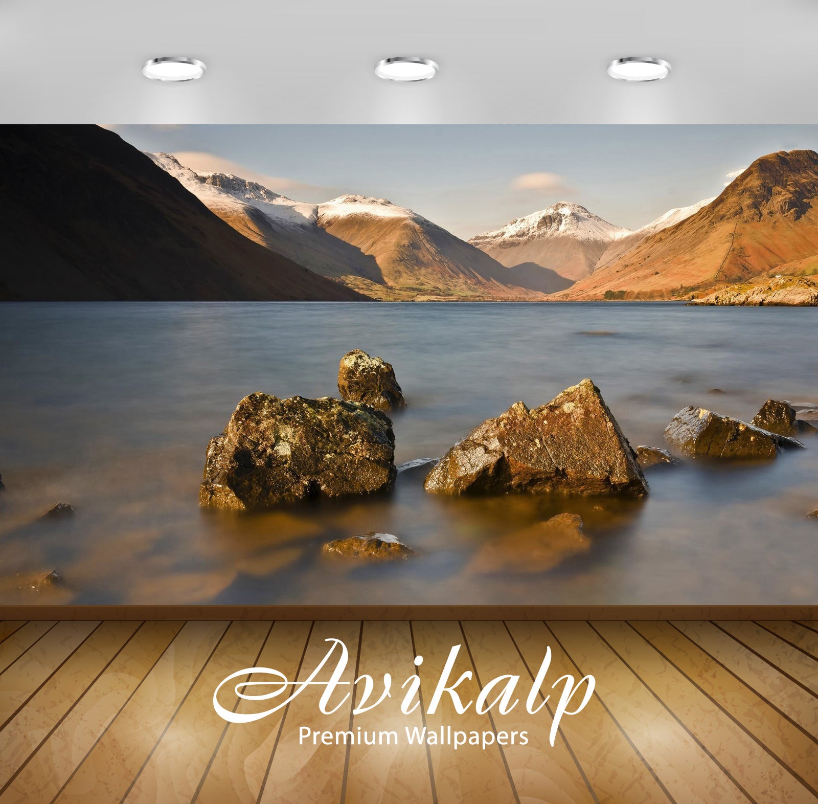 Avikalp Exclusive Awi6064 Rocky Lake Nature Full HD Wallpapers for Living room, Hall, Kids Room, Kit