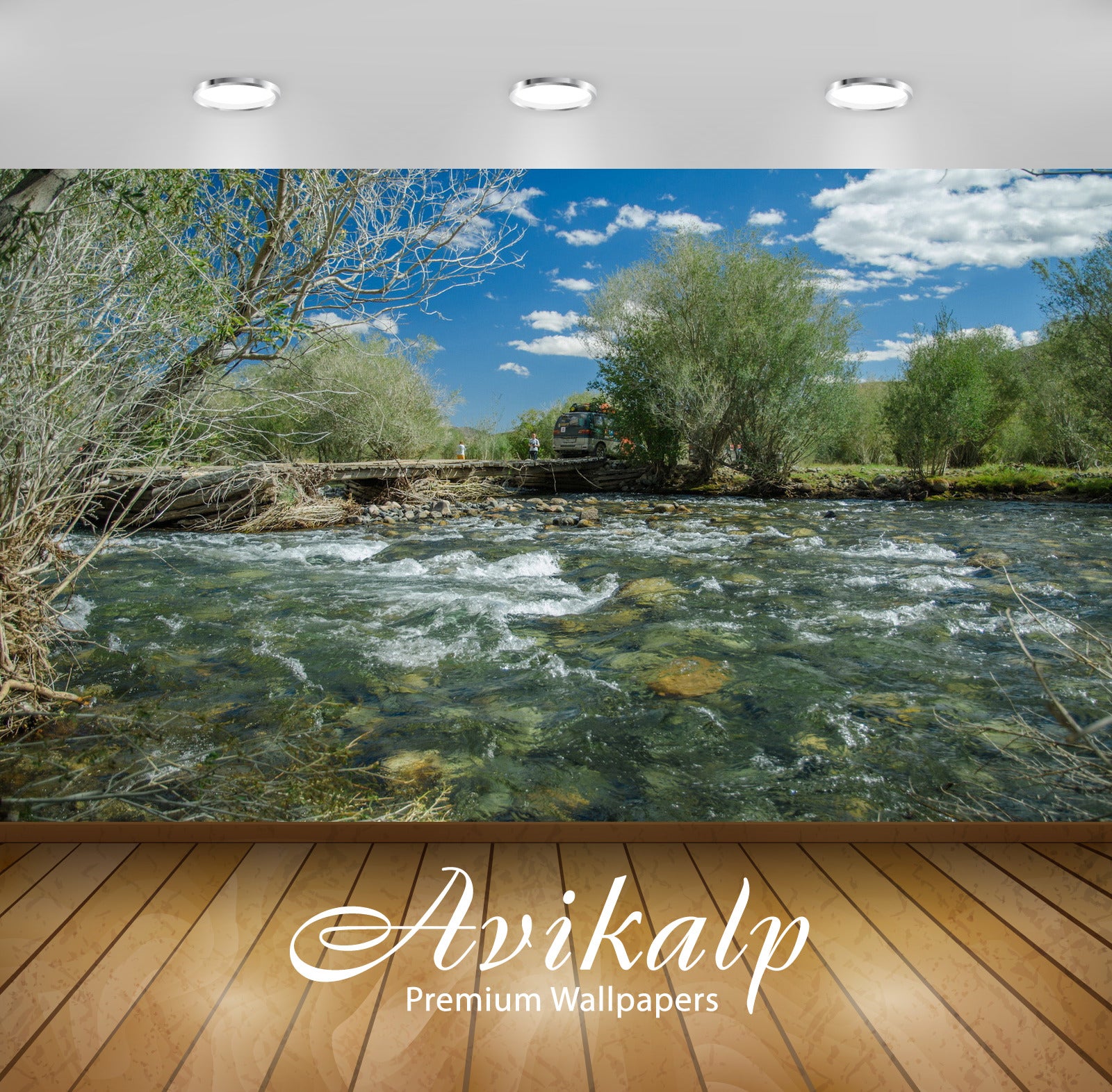 Avikalp Exclusive Awi6104 Rocky River Nature Full HD Wallpapers for Living room, Hall, Kids Room, Ki