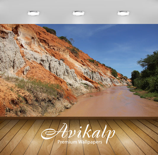 Avikalp Exclusive Awi6133 Rusty Hills On The River Side Nature Full HD Wallpapers for Living room, H