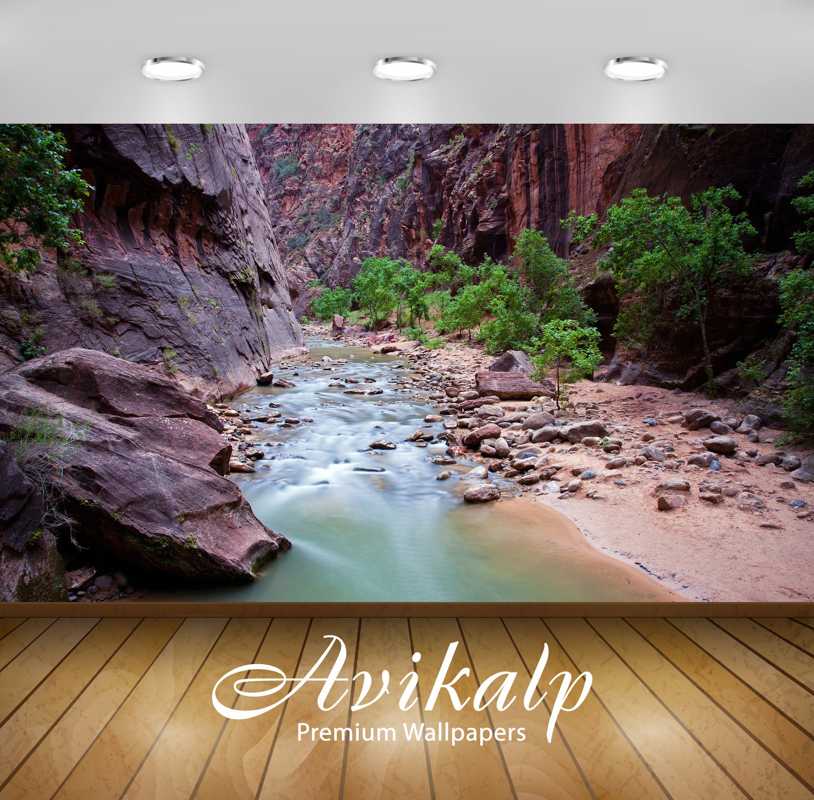 Avikalp Exclusive Awi6227 Small River Stream In Zion National Park Nature Full HD Wallpapers for Liv