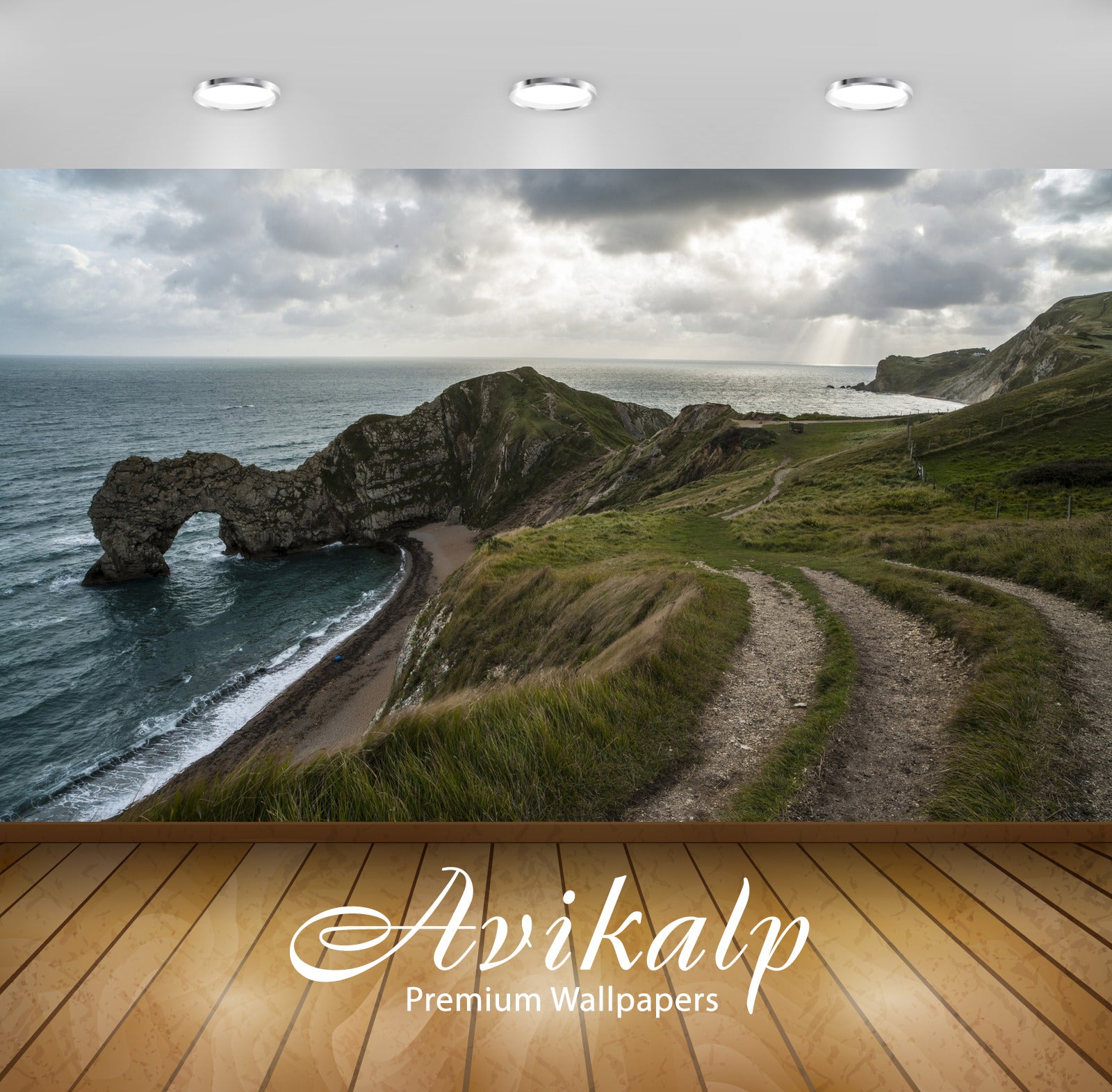 Avikalp Exclusive Awi6999 Heavy Clouds Above Durdle Door Nature HD Wallpaper