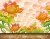 Avikalp MWZ0387 Pink Orange Flowers Leaves 3D HD Wallpaper