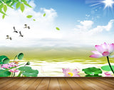 Avikalp MWZ0432 Pink Flowers Birds Leaves Sun Sky 3D HD Wallpaper