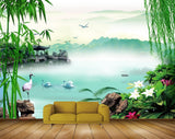 Avikalp MWZ0472 Swan Ducks Birds White Pink Flowers Stones Trees River HD Wallpaper