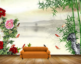 Avikalp MWZ0499 Red Flowers Fishes Trees Mountains Sea 3D HD Wallpaper