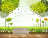 Avikalp MWZ0521 Trees Birds White Pink Flowers Butterflies 3D HD Wallpaper