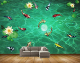 Avikalp MWZ0538 White Flowers Fishes Sea 3D HD Wallpaper