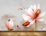 Avikalp MWZ0588 Fishes Pink Flowers 3D HD Wallpaper