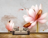 Avikalp MWZ0588 Fishes Pink Flowers 3D HD Wallpaper