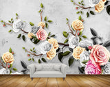 Avikalp MWZ0751 White Pink Rose Flowers Leaves HD Wallpaper