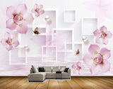 Avikalp MWZ0760 Pink White Flowers Butterflies HD Wallpaper