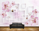 Avikalp MWZ0760 Pink White Flowers Butterflies 3D HD Wallpaper