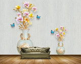 Avikalp MWZ0766 White Pink Flowers Butterflies 3D HD Wallpaper