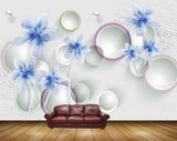 Avikalp MWZ0813 Blue White Flowers HD Wallpaper