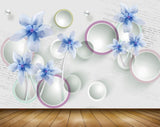 Avikalp MWZ0813 Blue White Flowers 3D HD Wallpaper