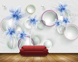 Avikalp MWZ0813 Blue White Flowers 3D HD Wallpaper