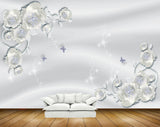 Avikalp MWZ0827 White Flowers Butterflies HD Wallpaper