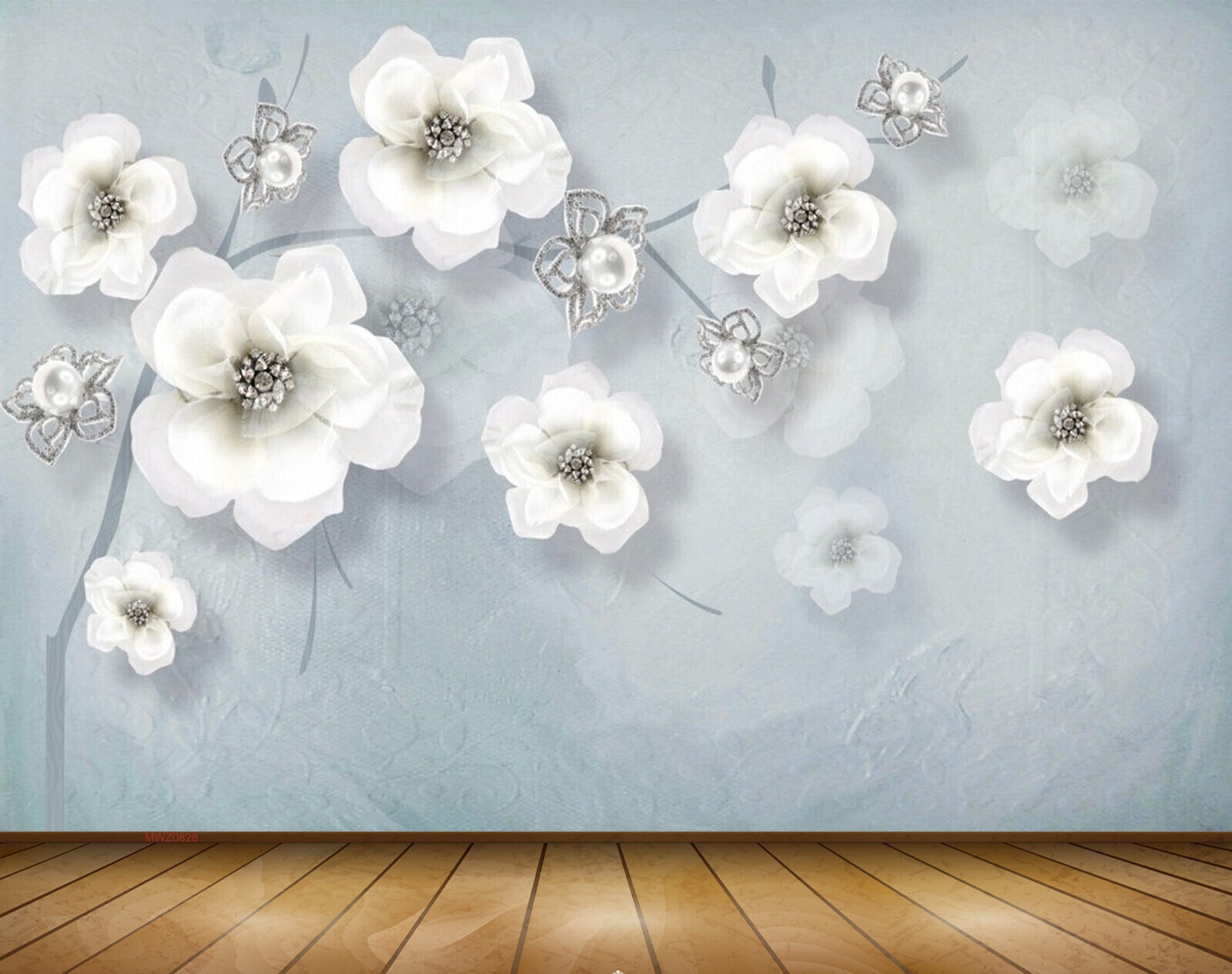 Avikalp MWZ0828 White Flowers Tree 3D HD Wallpaper