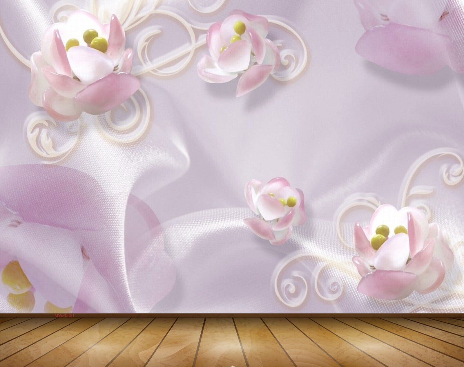 Avikalp MWZ0861 Pink White Flowers 3D HD Wallpaper