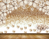 Avikalp MWZ0937 White Golden Pearls Flowers 3D HD Wallpaper