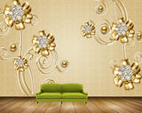 Avikalp MWZ0992 Golden Flowers 3D HD Wallpaper