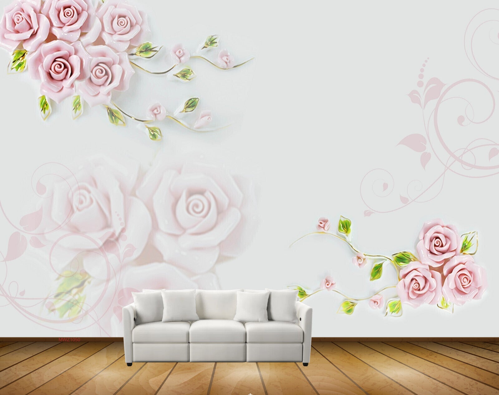 Avikalp MWZ1050 Pink Rose Flowers Leaves HD Wallpaper