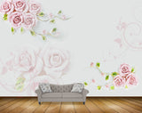 Avikalp MWZ1050 Pink Rose Flowers Leaves 3D HD Wallpaper