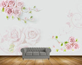 Avikalp MWZ1050 Pink Rose Flowers Leaves 3D HD Wallpaper