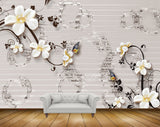 Avikalp MWZ1124 White Yellow Flowers Butterflies HD Wallpaper