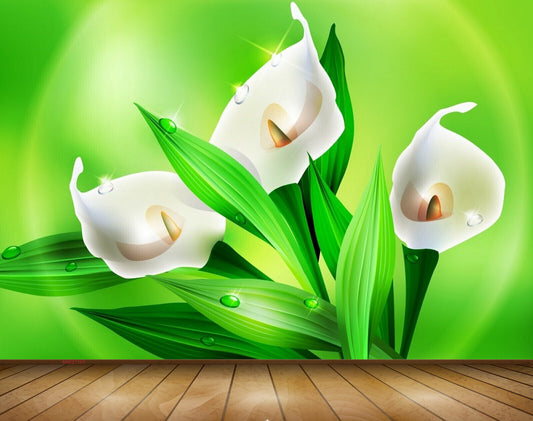 Avikalp MWZ1161 White Tulip Flower Plants 3D HD Wallpaper