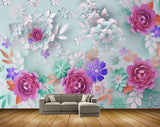 Avikalp MWZ1163 Pink Violet Flowers Leaves 3D HD Wallpaper