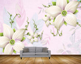 Avikalp MWZ1172 White Pink Flowers Leaves 3D HD Wallpaper